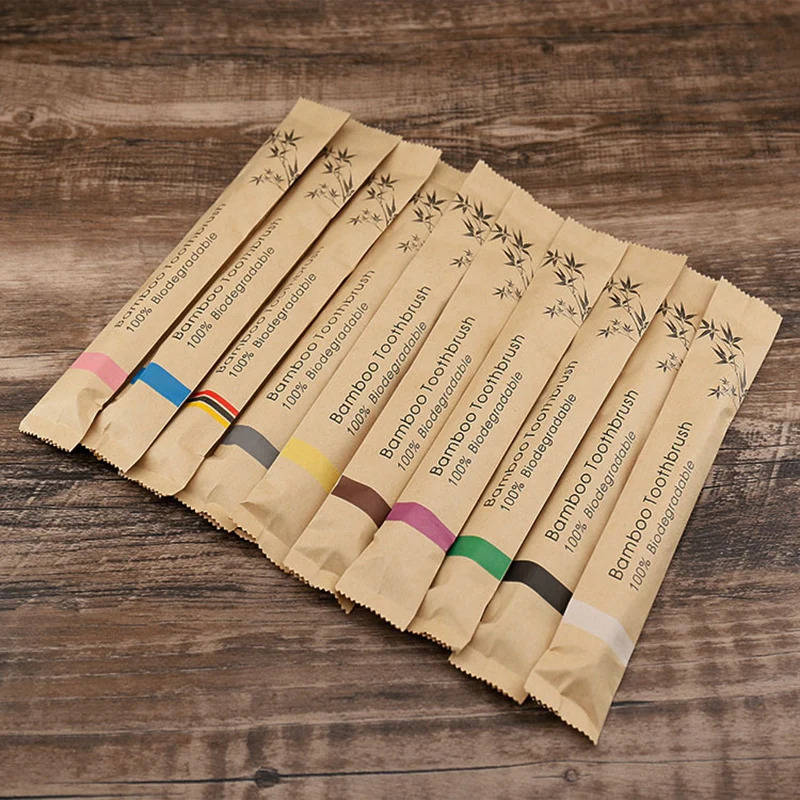 Bamboo Toothbrush - 5/15 قطعة، مجموعة فرش أسنان ملونة